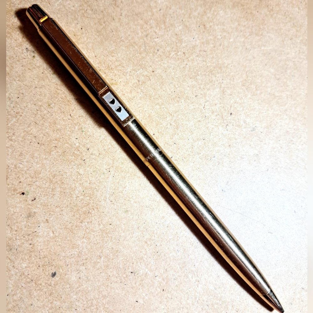 Vintage Goldtone Double Black Heart Design Mechanical Pencil